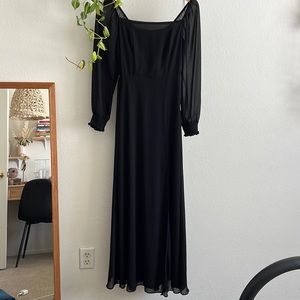 Baltic Born Black Long-sleeve maxi dress with slit. Wore once for a wedding!